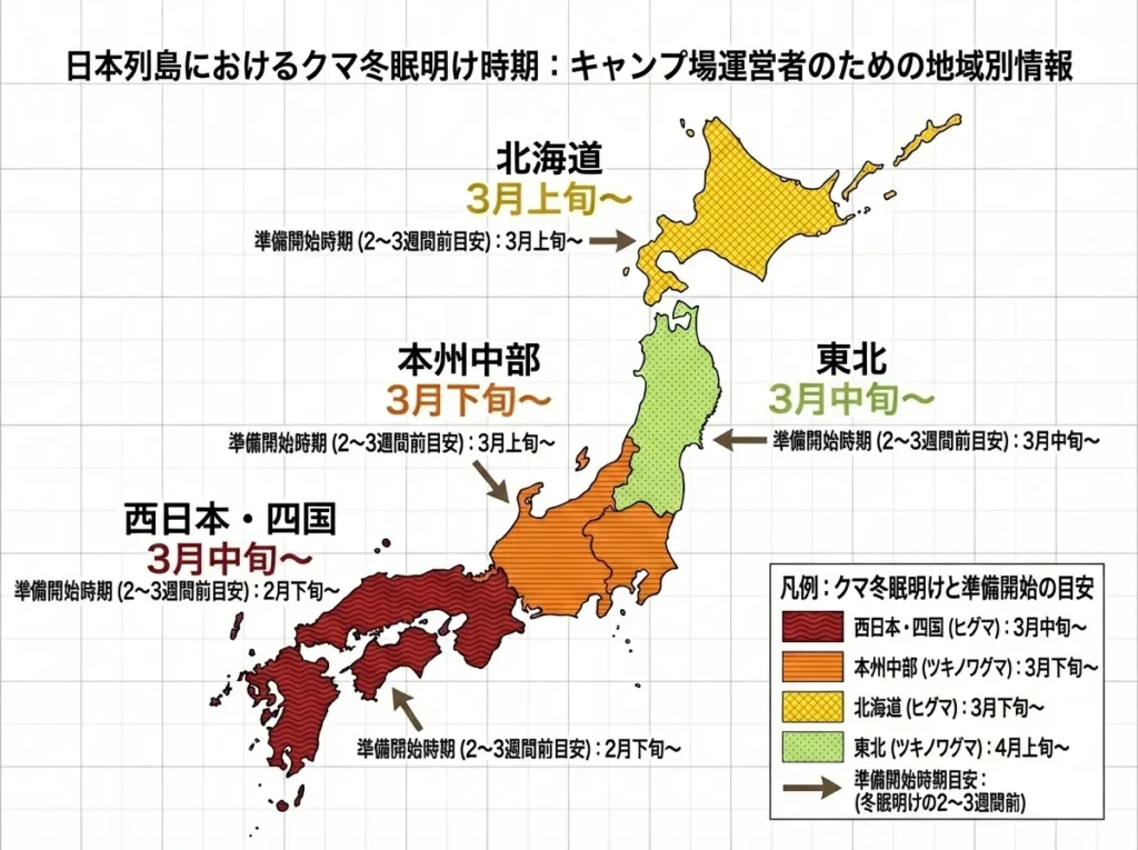 キャンプ場のクマ対策2026｜冬眠明け前の準備とリスク管理